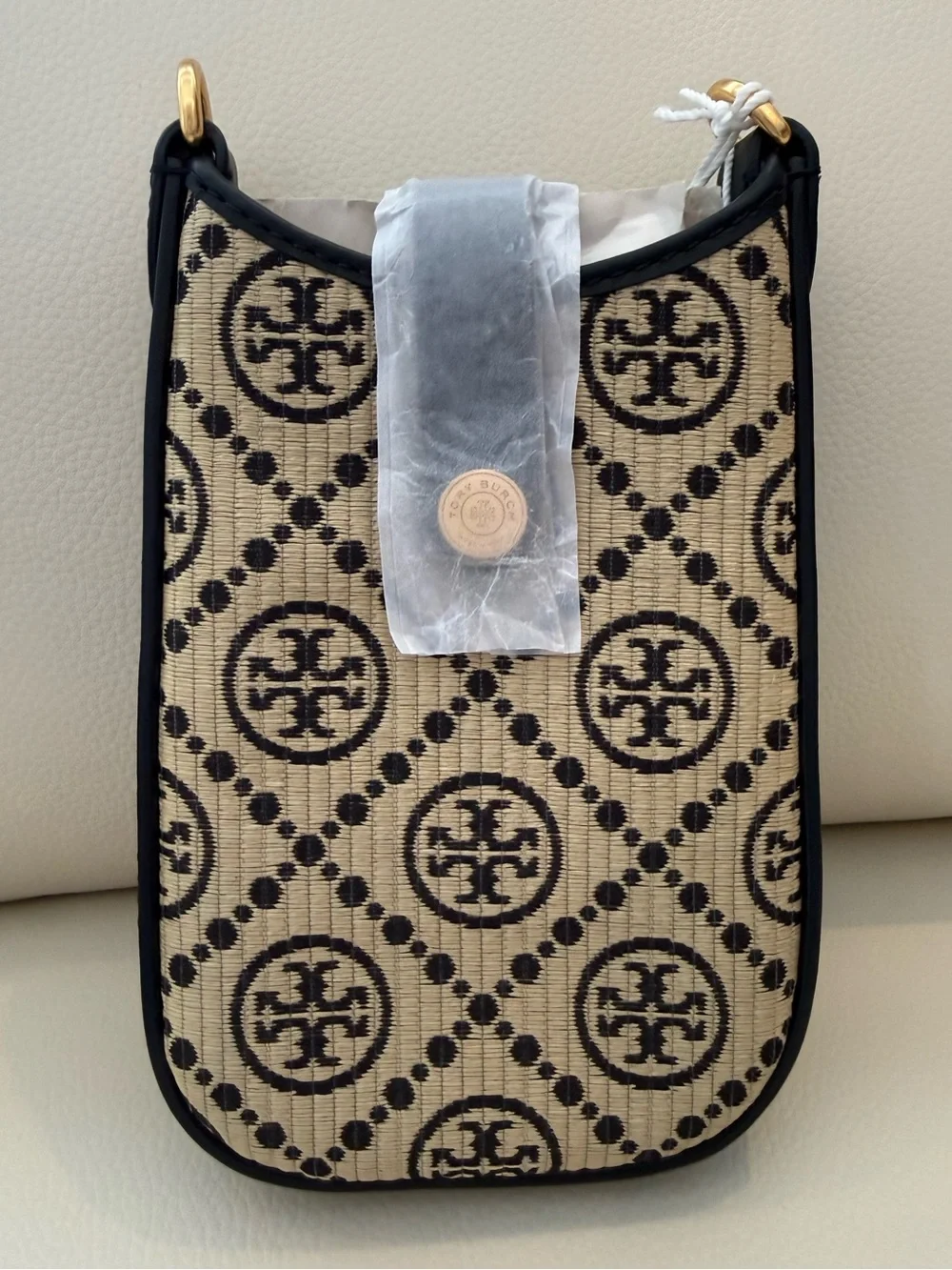 NWT T Monogram Raffia Phone crossbody